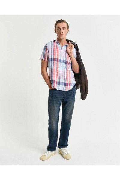 Gant Regular Fit Short Sleeve Linen Madras Shirt