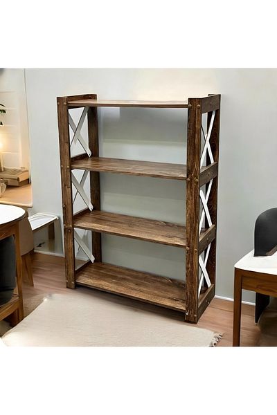 Kreslo Dark Style - Wooden Shelf with 4 Shelves - Height: 100 cm, Width: 73 cm, Depth: 27 cm