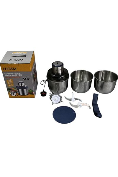 Generic 3in1 Electric Food Chopper Meat Grinder with Stainless Steel Bowl, 700W, 3L