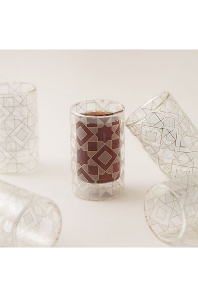 Dallaty Glass Tea Cups Set 6Pcs, Gold