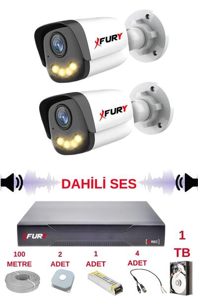 FURY 2 li Sesli Gece Renkli Görüş Güvenlik Kamerası Su Geçirmez Güvenlik Kame...