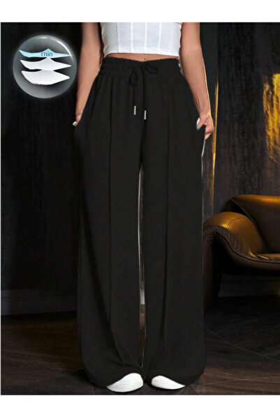 yx yustex sport Γυναικείο μαύρο παντελόνι μεγάλου μεγέθους με ρίγες Loose Fit...