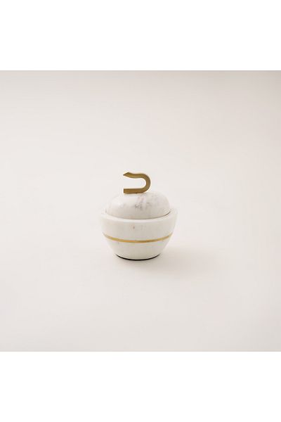 NİCE Sans deco white marble date bowl with cover