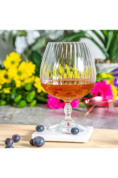 LUXXO Set of 6 Crystal Cognac and Brandy Glasses, Artisan, 400 ml