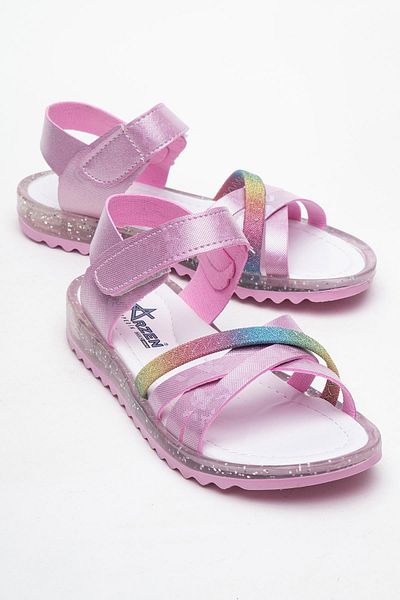 CCWAY AYAKKABI Cross Velcro Children's Sandals Pink