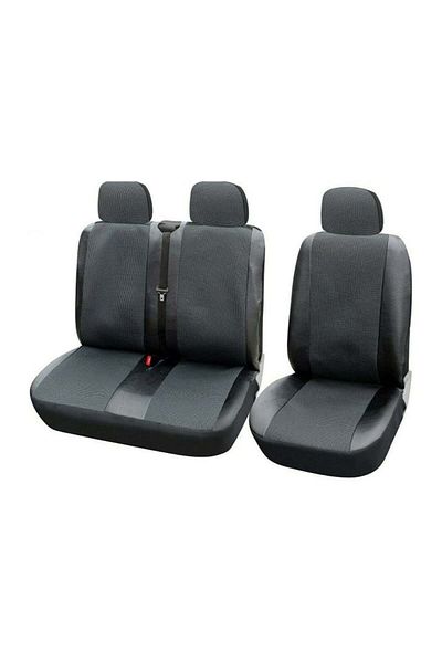 CED AUTO TRADE Set of 2+1 front passenger seat covers, black with gray, -leather with fabric
