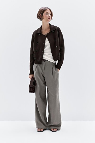 Massimo Dutti %100 pamuklu kruvaze triko hırka