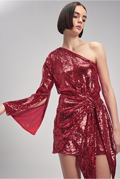 adL Mert Aslan Tek Kollu Payet Elbise