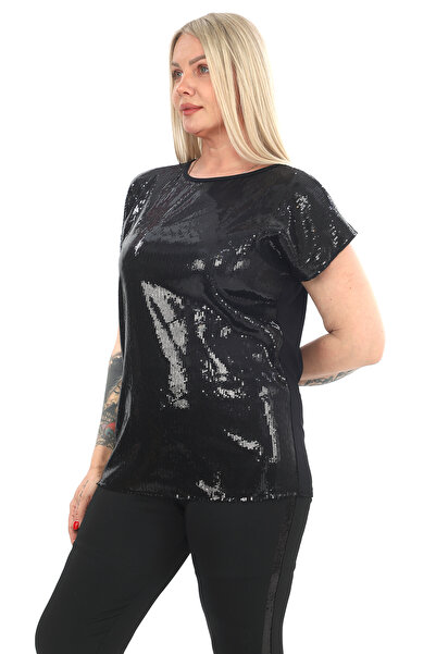 Javelin Collection SIFIR YAKA ÖNÜ PAYETLİ BLUZ