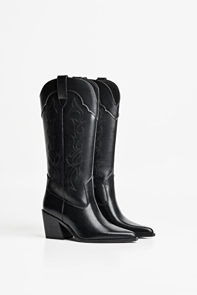 Bershka Nakışlı kovboy topuklu bot