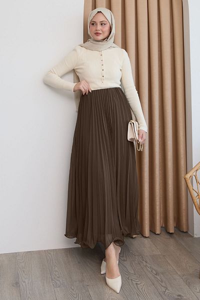 InStyle Flowy Curvy Brown Chiffon Skirt