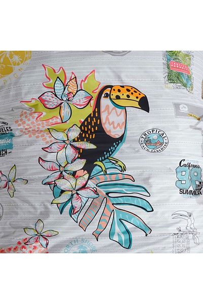 Pucioasa Single bed linen with toucan and tropical flowers, 100% cotton ranforce, Pucioasa, Paradise