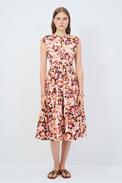 adL Desenli Uzun Elbise