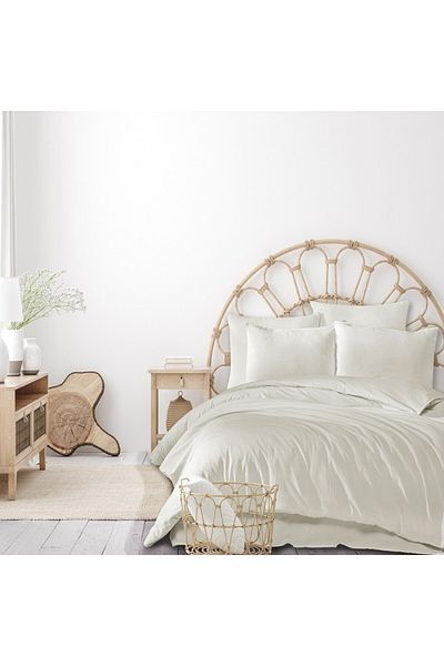 Bahar Tekstil Pre-washed poplin bed linen 1 person, Majoli Bahar, Gardenia Ecru