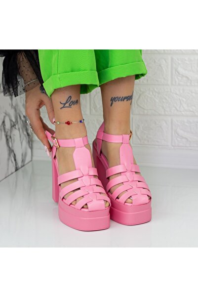 Botinelli Sandale Dama cu Toc gros si Platforma TN-39 Roz