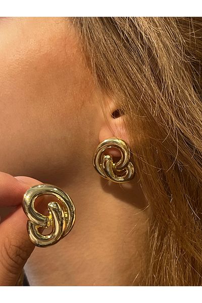 Accessories Hey Golden Yellow Twist Detailed Rope Shaped Stylish Look Women's Earrings