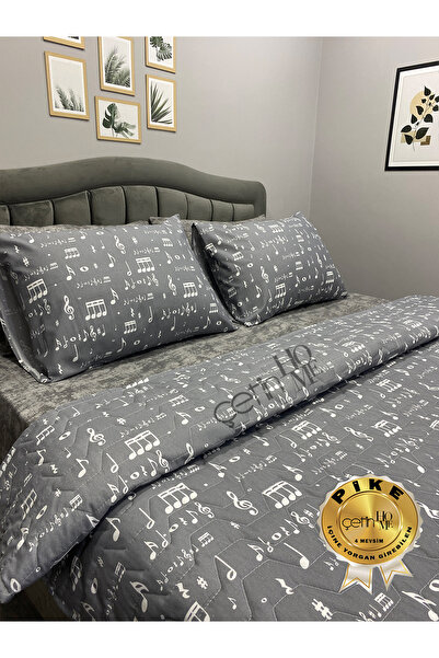 Çetinhome 4 Seasons Double Quilted Pique Set, Duvet Cover Set |   Fitted Sheet, 4 Pillowcases