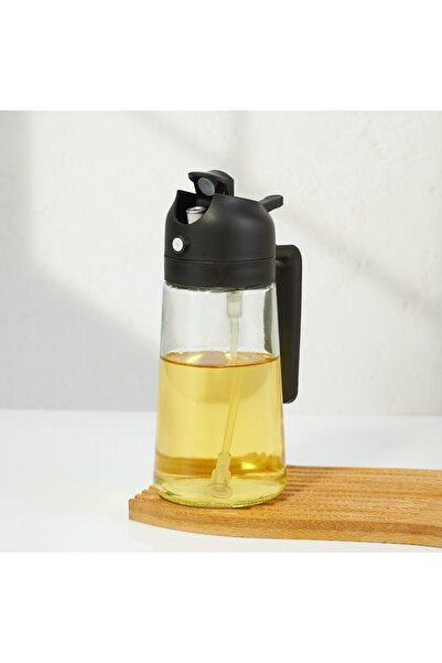 Pannex موزع زيت زجاجي ٢ في ١ سعة ٤٧٠ مل - زجاجة رش وصب للطهي والشواء والسلطة ...