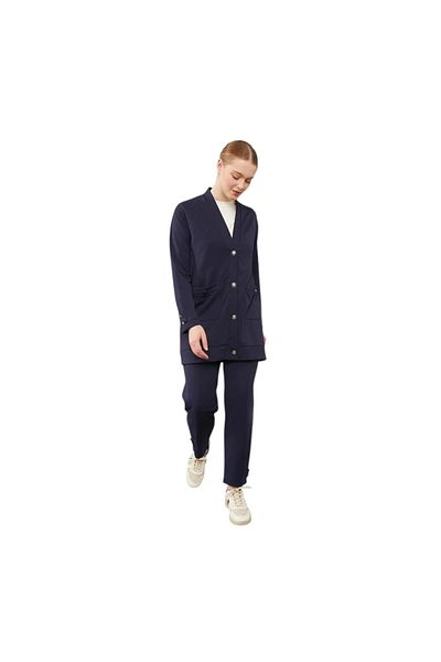Levidor Ribbed Button Detailed Cardigan Suit