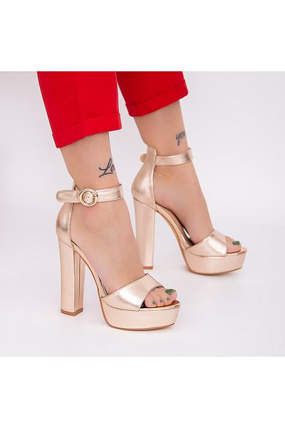 mei Sandale Dama cu Toc gros si Platforma KV50 Champagne |
