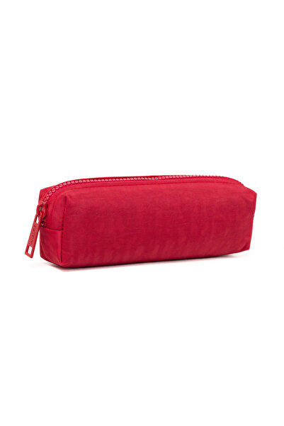 KAFF 01106 Kırmızı Suya Dayanıklı Krinkıl Kumaş Unisex Tek Bölmeli Kalemlik Kalem Kutusu