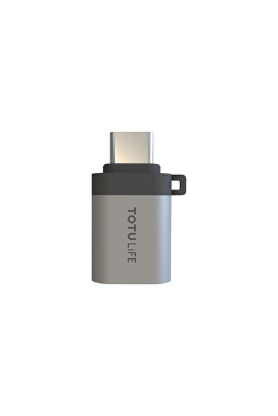 Totulife محول OTG من USB-A إلى Type-C بسرعة 5 جيجابت في الثانية (1+1) - رمادي