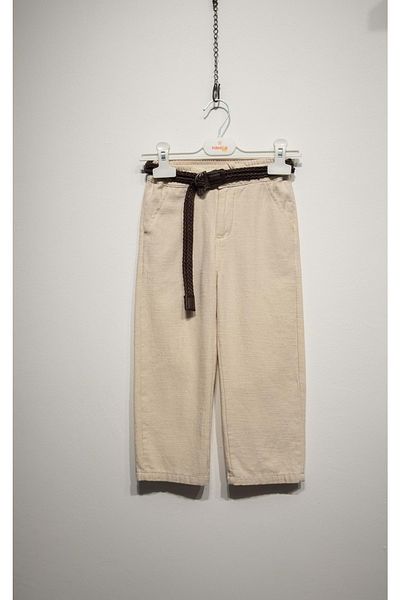 Nanica Kids Belted Linen Trousers Bone