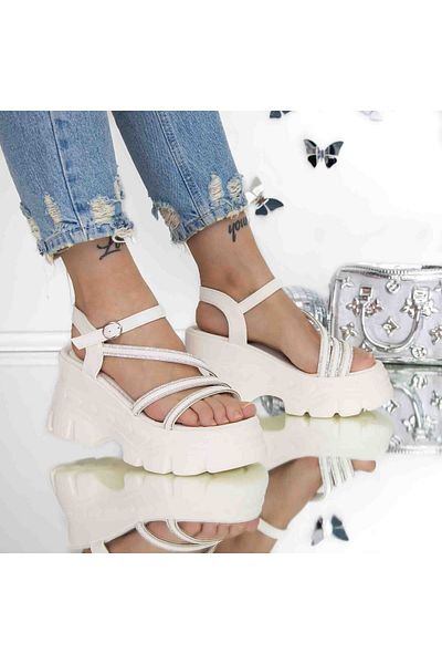 mei Women's Platform Sandals 3WL209 White |