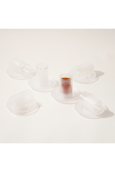 Dallaty tea set 12 pcs white frosted glass