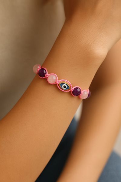 Natural Jewelleryy 🌸   Bracelet of Love and Peace – Pink Quartz & Amethyst Natural Stone Bracelet 🌿