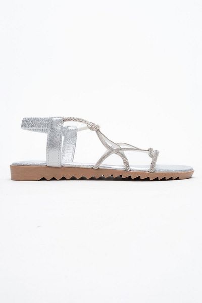 CCWAY AYAKKABI Women's Double Knuckle Stone Sandals Silver