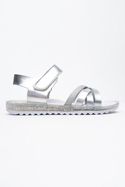CCWAY AYAKKABI Cross Velcro Children's Sandals Silver
