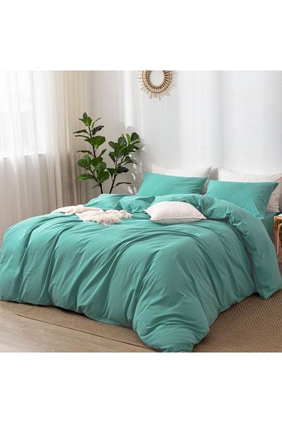 Pucioasa 100% cotton percale bed linen, 1 person, Sulphur, Mint Green