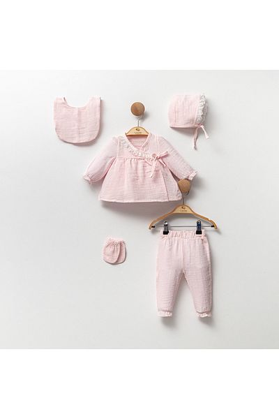 Cassiope Muslin Five-Piece Hospital Discharge Set with Points 100% Cotton