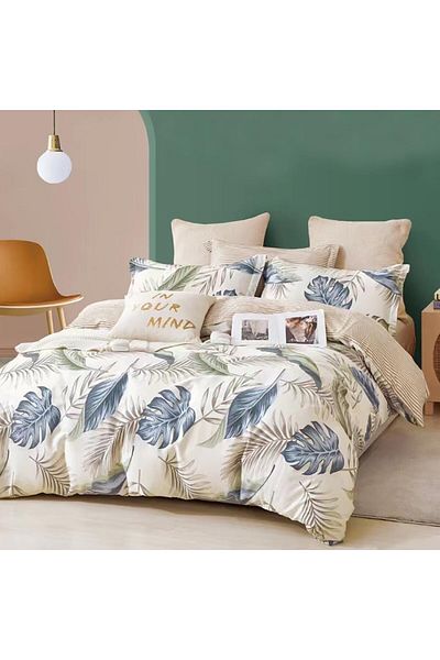 Pucioasa 100% cotton percale bed linen for 1 person, palm leaves