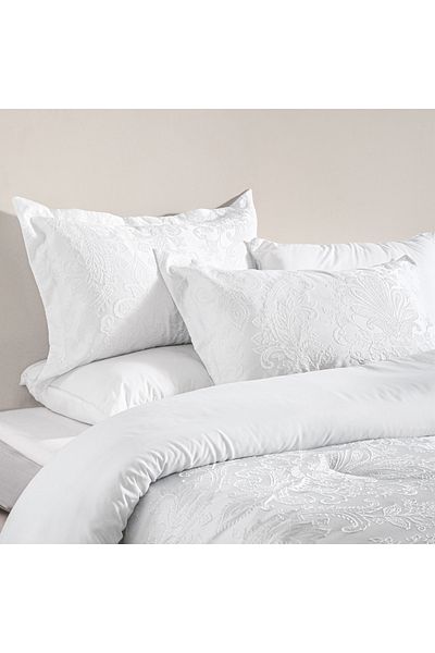 Boutique Blanche 3pcs jacquard comforter set king, in white 220*240cm