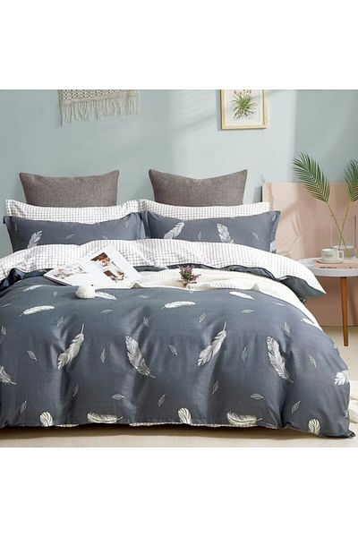 Pucioasa 100% cotton percale bed linen, 1 person, Sulfur, Feathers 1