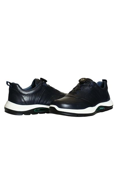 Platin Navy Blue Leather Men's Sneakers
