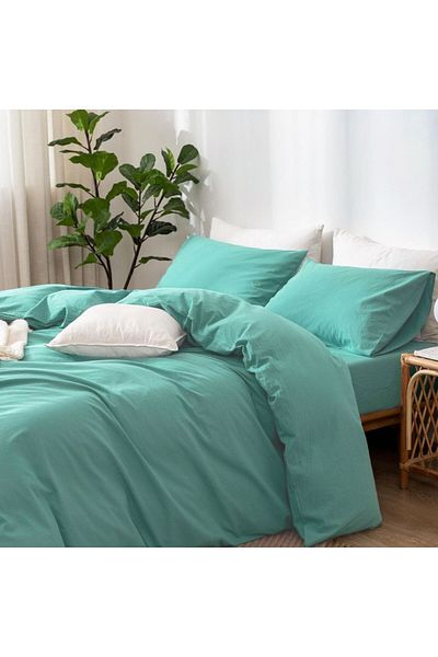 Pucioasa 100% cotton percale bed linen, 1 person, Sulphur, Mint Green