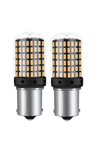 divendi-ro Set of 2 LED bulbs Canbus 1156 BA15S P21W 3014, with 144 LEDs, 20W, reversing, signaling, White