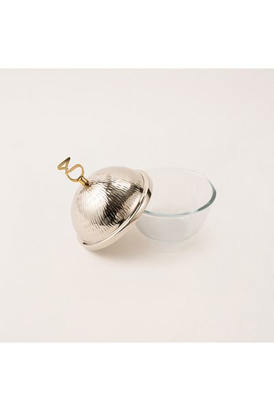 Dallaty silver steel and glass date bowl 15*15*19 cm