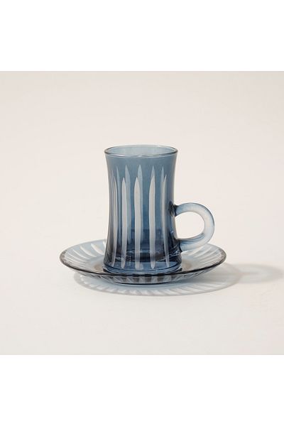 Dallaty glass 12pcs tea cup set, blue