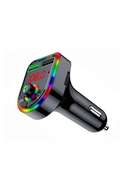 divendi-ro FM Modulator, with Bluetooth 5.0, fast charging, 3 charging ports, RGB, black