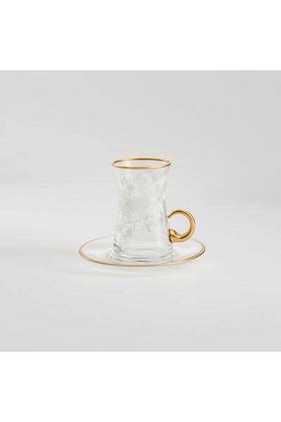 Dallaty floral pattern glass tea cups 12 pcs