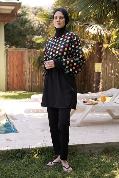 Bipantolon Γυναικείο Σετ μαγιό Hijab Color Pop Printed Full Closed 3 τεμαχίων