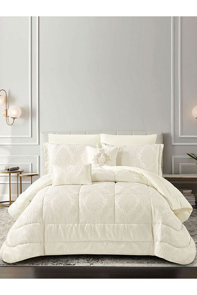 Donetella Luxury 5-Piece Bedding Set – Single Size Poly Jacquard Comforter with 350 GSM Poly Silk Filling