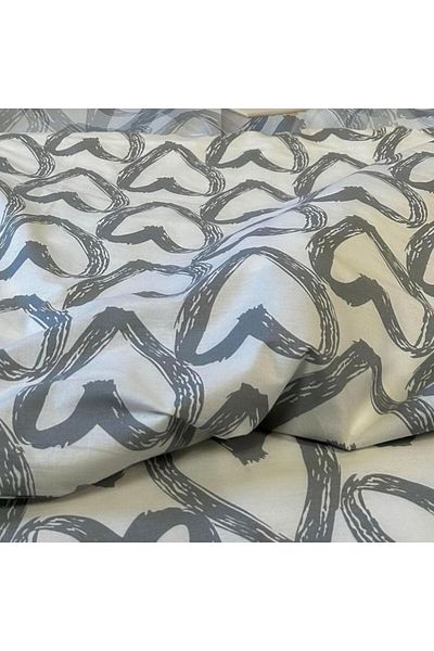 Pucioasa Crepe linen 1 person, 100% cotton, Grey Hearts