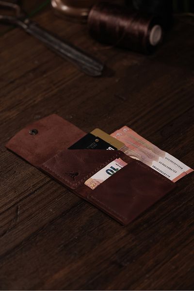 Derimoda Genuine Leather Handmade Card Holder Wallet – Minimalist Design with Cash and Card Compartments