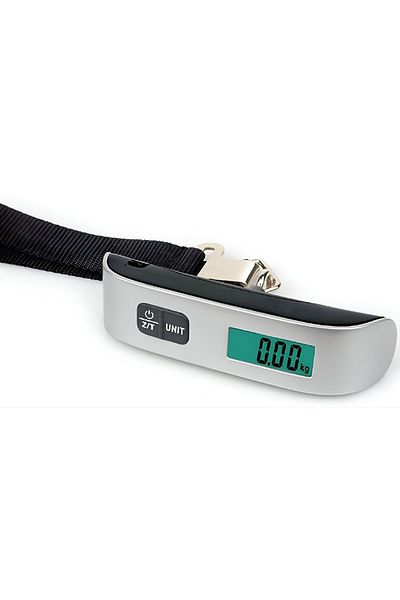 CAMRY Digital Luggage Scale – 1kg to 50kg Capacity, Silver/Black Travel Weighing Tool