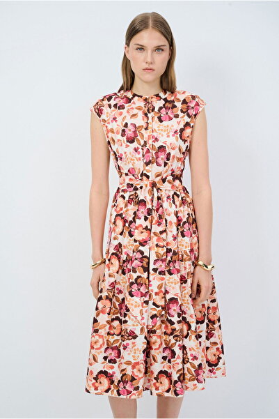 adL Desenli Uzun Elbise